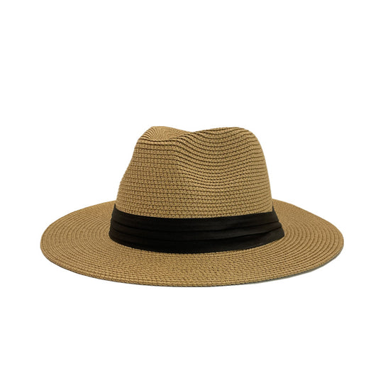 Women Wide Brim Straw Panama Roll up Hat Fedora Beach Sun Hat UPF50+