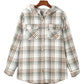 Gray Plaid Pattern Sherpa Lined Hooded Shacket