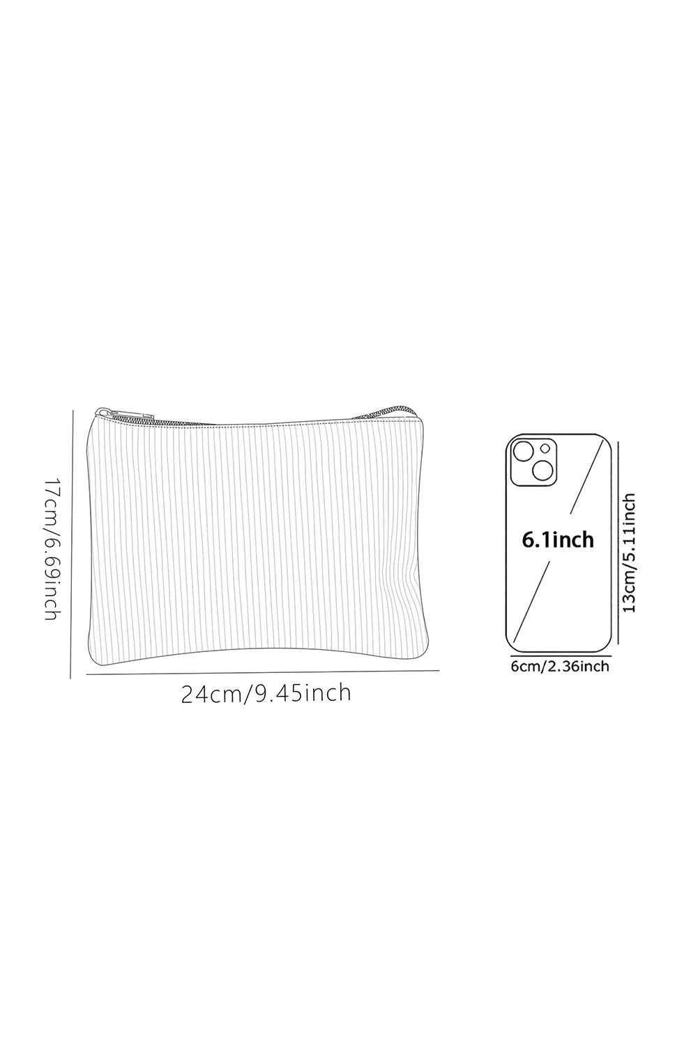 White Flower Print Corduroy Big Cosmetic Bag