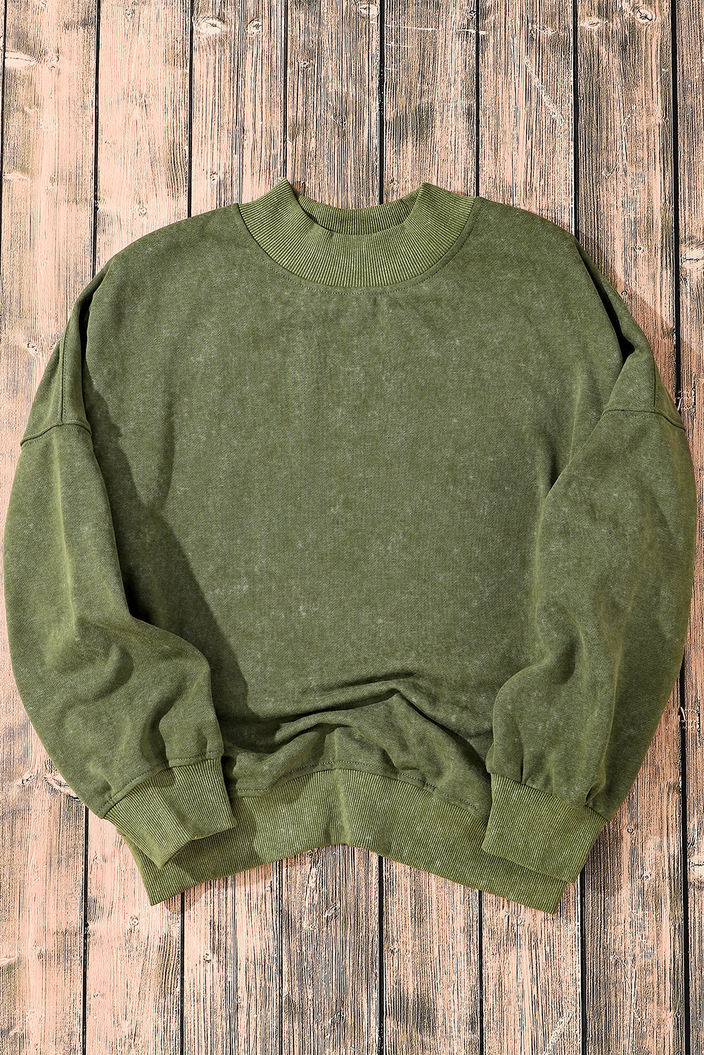Green Drop Shoulder Crew Neck Pullover Sweatshirt