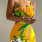 Striped Tropical Print One Shoulder Bodycon Dress