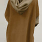 Brown Button Up Contrast Knitted Sleeves Hooded Jacket