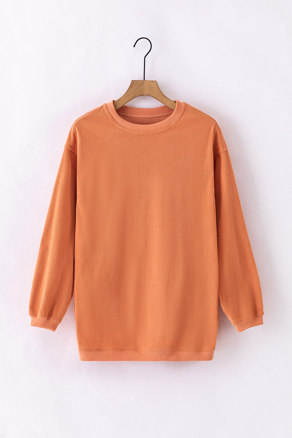 Orange Ribbed Corded Oversized Sweatshirt