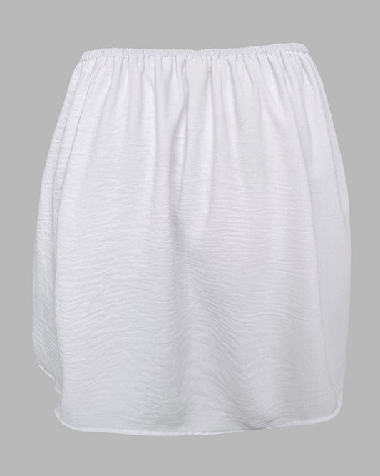 3 Pieces Outfit Solid Off Shoulder Split Sleeve Convertible Crop Top and Casual Elastic Waist Skorts Set With Bandeau(Without Belt)