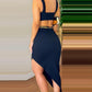 Square Neck Crop Top & Asymmetrical Skirt Set