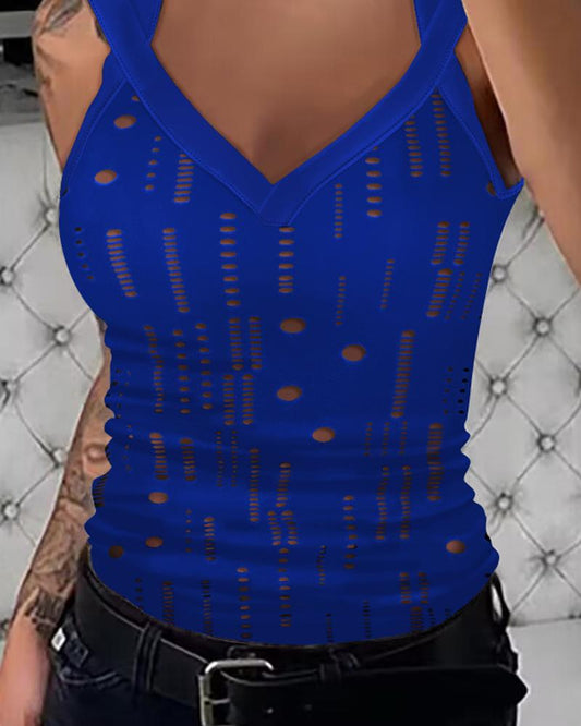 V Neck Hollow Out Tank Top
