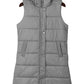 Dark Grey Hooded Long Quilted Vest Coat