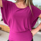 Batwing Sleeve Tied Detail Hollow Out Top