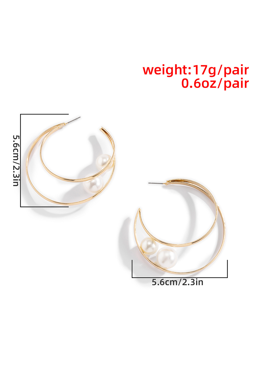 Gold Pearl Decor Dual Hook Stud Earrings