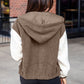 Brown Colorblock Hooded Zip-Up Pocketed Sherpa Jacket