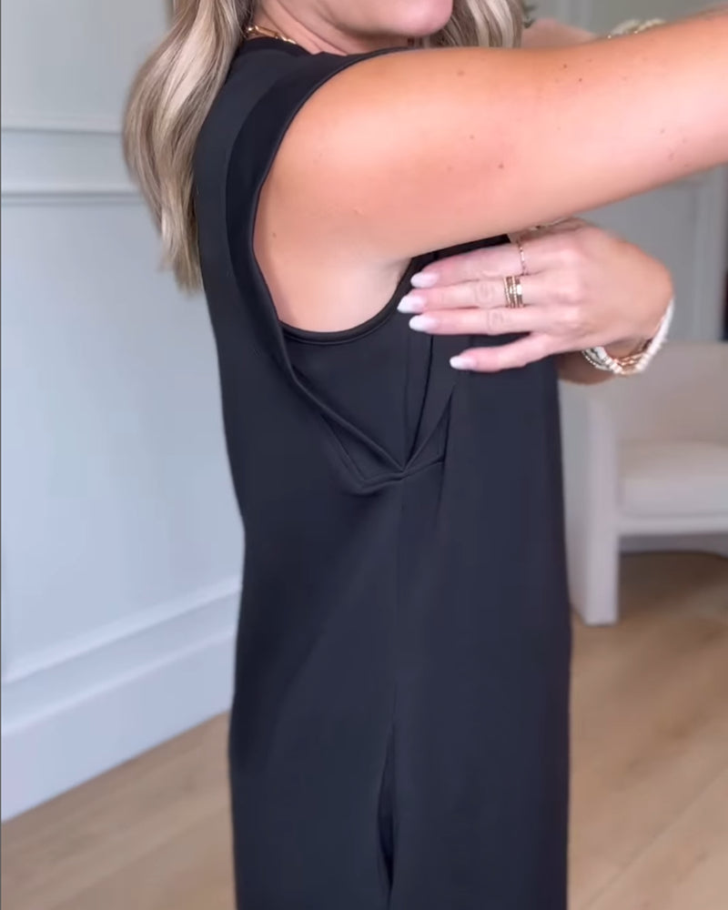 Round Neck Sleeveless Maxi Slit Dress