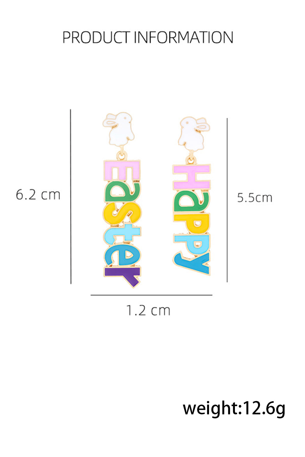 Gold Happy Easter Letter Rabbit Alloy Dangle Earrings