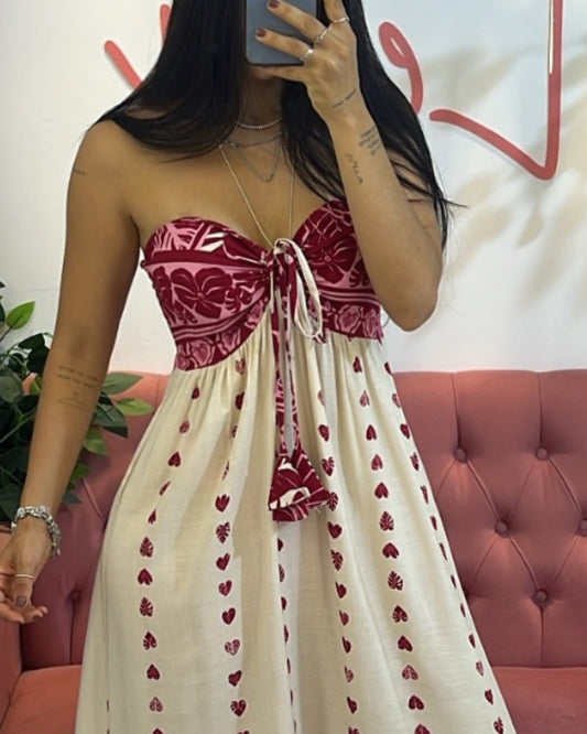 Floral Print Bandeau Off the Shouler Elastic Shirred Back Maxi Dress Casual A Line Flowy Dress