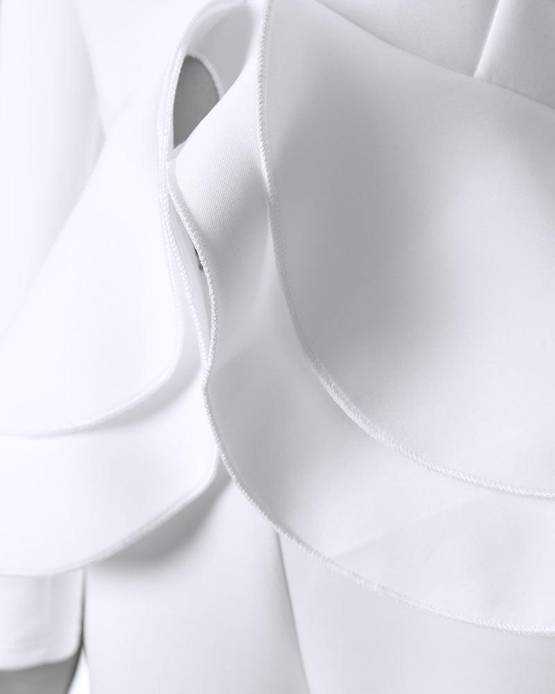 Plunge Layered Ruffles Top & Pencil Pant Sets