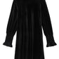 Black Velvet Frill Neck Long Sleeve Shift Dress
