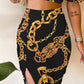 Chain Print Twisted Crop Top & Slit Skirt Set
