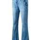 Sky Blue Slight Distressed Medium Wash Flare Jeans