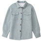 Gray Retro Quilted Flap Pocket Button Shacket
