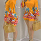 Tropical Coconut Tree Print Bell Sleeve Top & Shorts Set