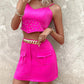 Beaded Cami Top & Pocket Design Skirt Set