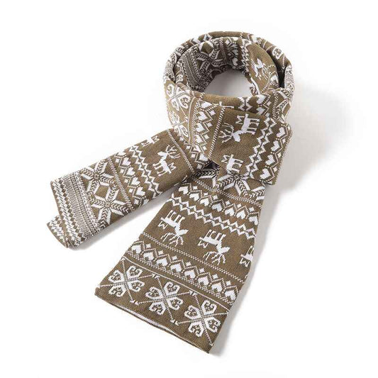 Army-Green-New-Mens-Fashion-Scarf-Diamond-Stripe-Retro-Love-Deer-Pattern-Leisure-Outgoing-Sports-D022