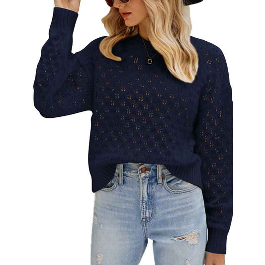 Black-Women-Crochet-Hollow-Out-Crewneck-Long-Sleeve-Knit-Sweaters-Pullover-Jumper-Tops-K596