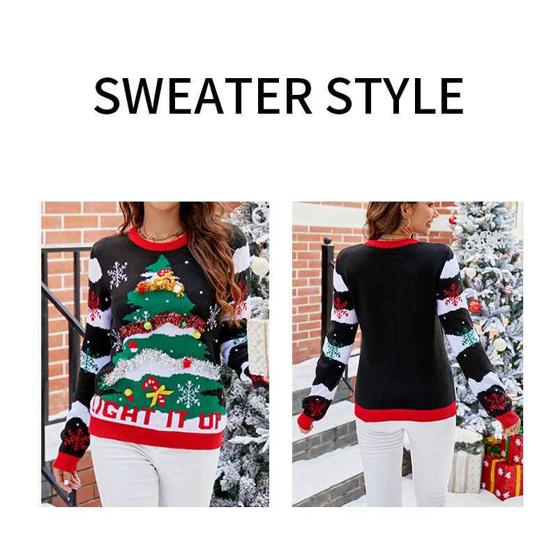 Black-Womens-Christmas-Sweater-Funny-Christmas-Tree-Ugly-Pullover-Snowflake-Long-Sleeve-Sweater-Shirt-K613-Detail