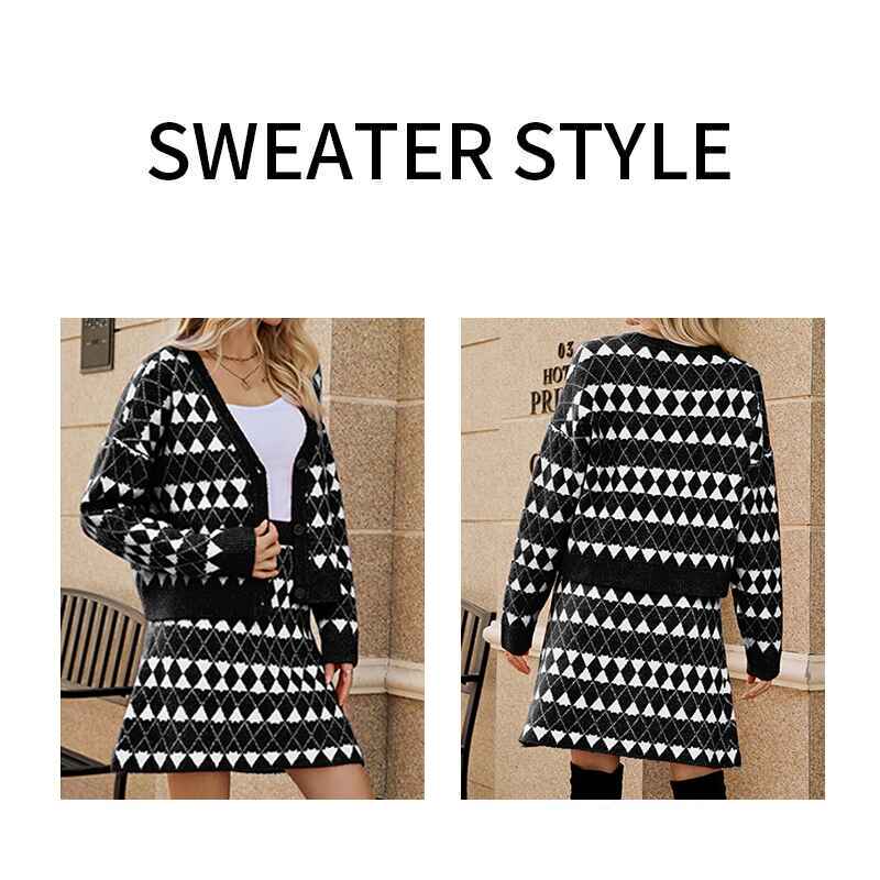 Black-Womens-Sexy-Low-Neck-Bodycon-Dress-and-Sweater-Cardigan-Ribbed-Knit-2-Piece-Sweater-Set-Outfits-K594-Detail