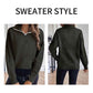 Black-Womens-lapel-long-sleeved-sweater-solid-color-loose-zipper-pullover-sweater-k642-Detail