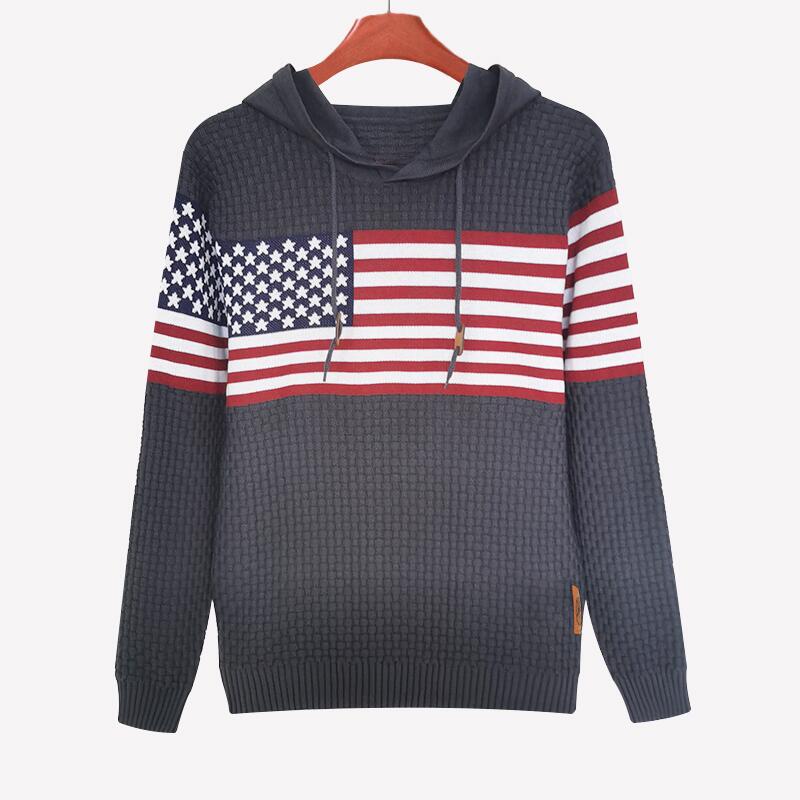 Dark-Gray-Mens-Hooded-Sweatshirt-Casual-Long-Sleeve-Drawstring-Waffle-Knit-Pullover-Hoodies-G710-Product-Front