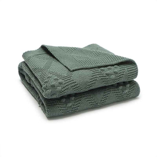 Dark-Green-Cable-Knit-Baby-Blanket-Neutral-Baby-Receiving-Blankets-A070