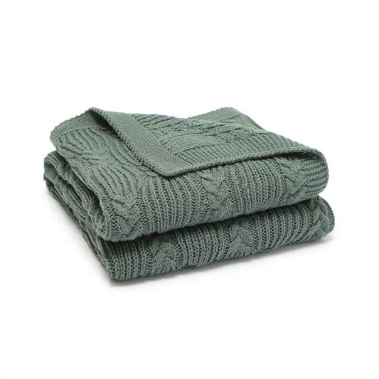 Dark-Green-Pure-Cotton-Baby-Blanket-Knit-Cellular-Toddler-Blankets-for-Boys-and-Girls-A084