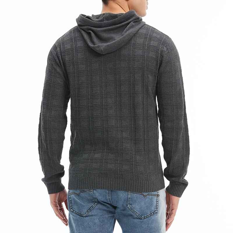 Dark-Grey-Mens-Slim-Checkered-Long-Sleeve-Hooded-Sweater-With-Drawstring-Best-Sellers-G093-Back