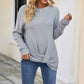 Gray-Womens-Long-Sleeve-Oversized-Crew-Neck-Solid- Color-Knit-Pullover-Sweater-Tops-K493-Front