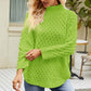 Green-Womens-Casual-Fall-Waffle-Knit-Sweater-Long-Balloon-Sleeve-Loose-Pullover-Jumper-K602