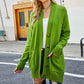     Green-Womens-Fashion-Open-Front-Long-Sleeve-Cardigans-Sweaters-Coats-With-Pockets-K599-Front-1