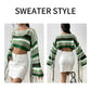 Green-Womens-rainbow-striped-tassel-sweater-ultra-short-navel-baring-loose-sweater-k637-Detail