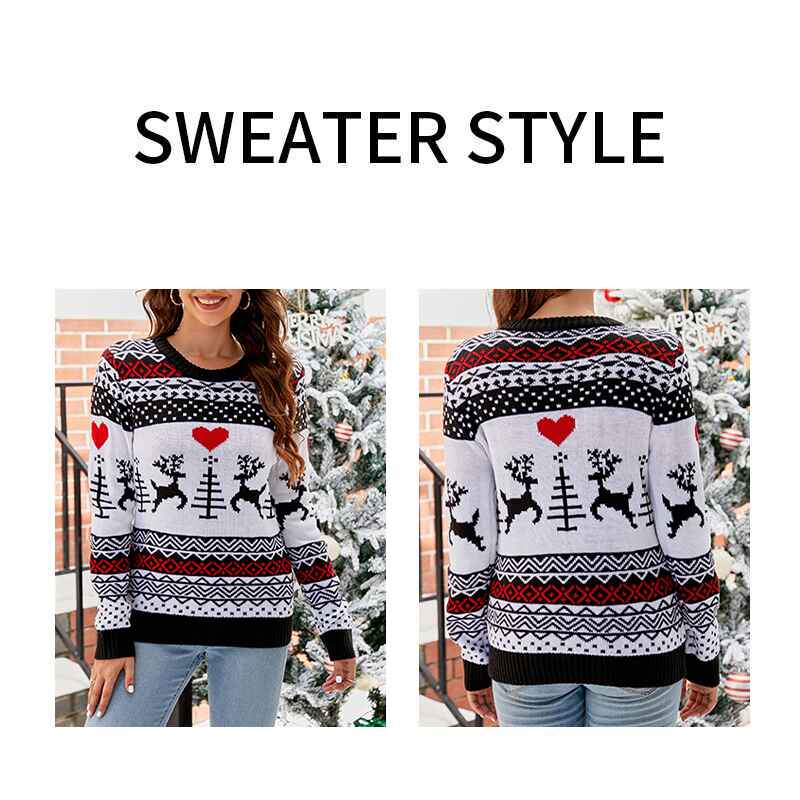 Grey-Womens-Oversized-Pullover-Cute-Ugly-Christmas-Sweater-K614-Detail