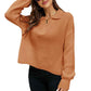 Light-Orange-Womens-Fall-Lapel-Collar-V-Neck-Long-Sleeve-Ribbed-Knit-Comfy-Pullover-Sweater-Jumper-Top-K595