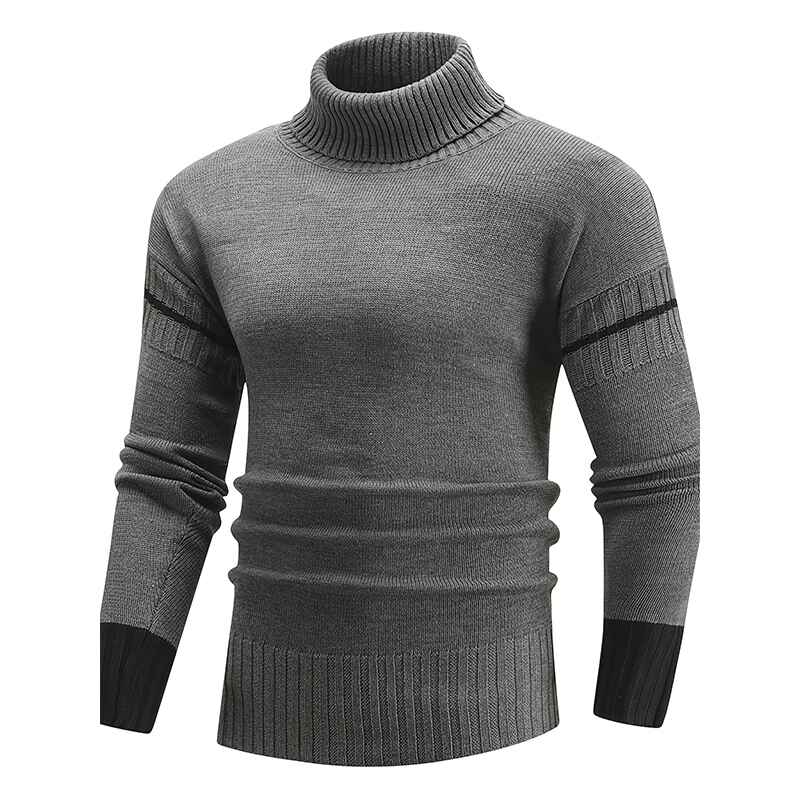 Mens-Turtleneck-Rib-Slim-Pullover-Classic-Autumn-Winter-Casual-Knitwear-G100-Side