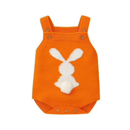 Orange-Baby-Girl-Boy-Easter-Bunny-Romper-Sleeveless-Knitted-Bodysuit-Jumpsuit-My-1st-Easter-Outfit-Cute-Clothes-A003-Front