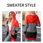     Orange-Womens-cardigan-sweater-contrast-color-knitted-sweater-Hooded-jacket-k628-Detail