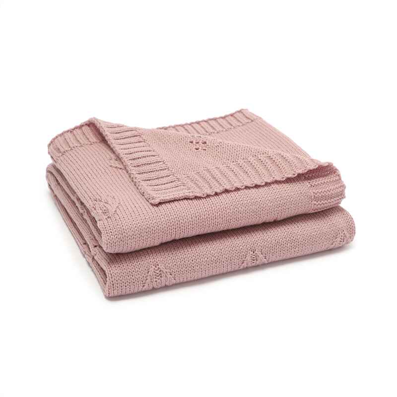    Pink-Baby-Blanket-Neutral-Knit-Toddler-Blankets-Organic-Cotton-Soft-Crochet-Receiving-Baby-Blankets-A080