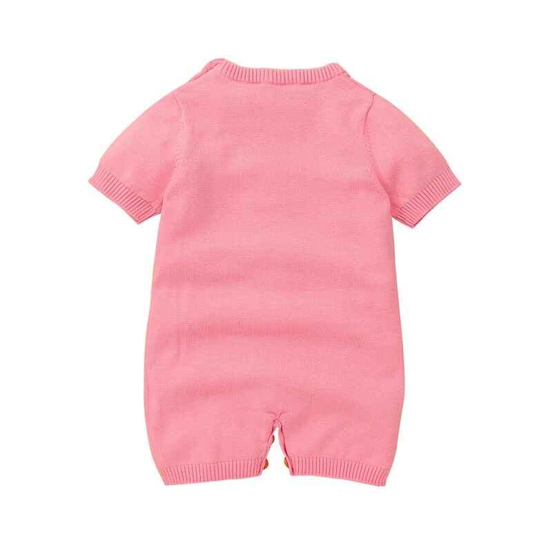    Pink-Baby-Short-Sleeve-Romper-100_-Cotton-Knitted-One-Piece-Outfits-A027-Front-Back