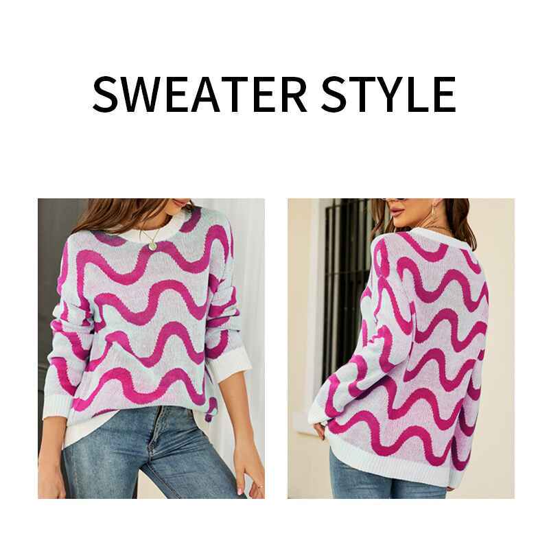 Pink-Womens-Cute-Sweaters-Striped-Knit-Sweater-Lightweight-Pullover-Long-Sleeve-Tops-K593-Detail