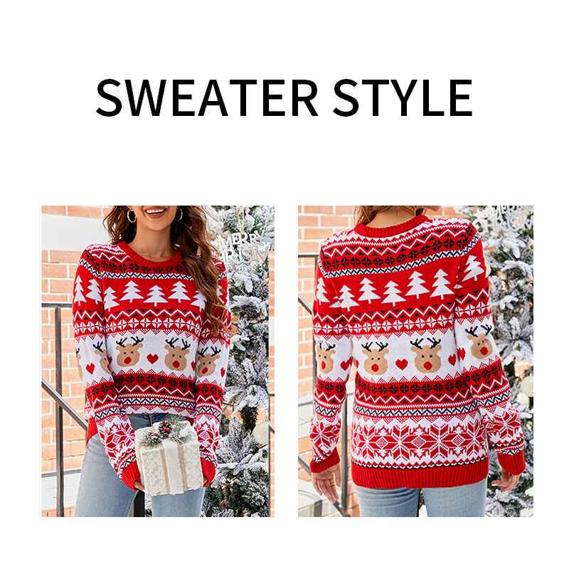 Red-Womens-Oversized-Pullover-Cute-Ugly-Christmas-Sweater-K614-Detail