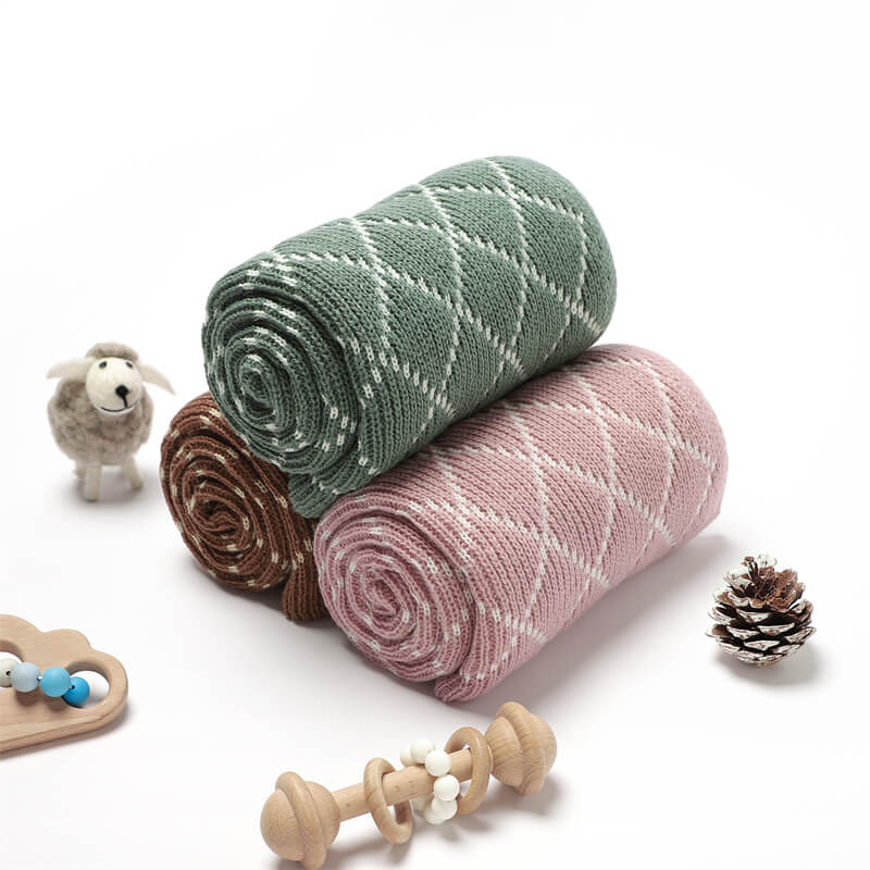 Three-Colors-Grid-Knitted-Baby-Receiving-Blanket-Ultra-Soft-Organic-Cotton-Stroller-and-Nap-Time-Toddler-Blanket-A033-Scenes-3