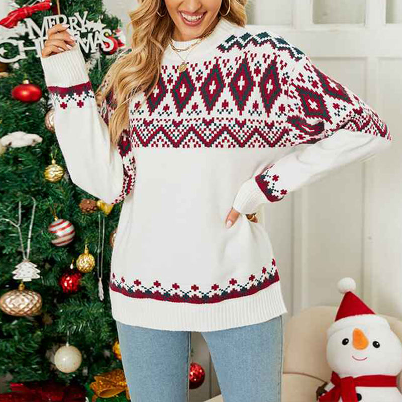 White-Womens-Pullover-Sweater-Fall-Sweaters-for-Womens-Crewneck-Fashion-Pullover-Sweater-Lightweight-Knit-Sweater-K466-Front