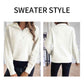 White-Womens-lapel-long-sleeved-sweater-solid-color-loose-zipper-pullover-sweater-k642-Detail