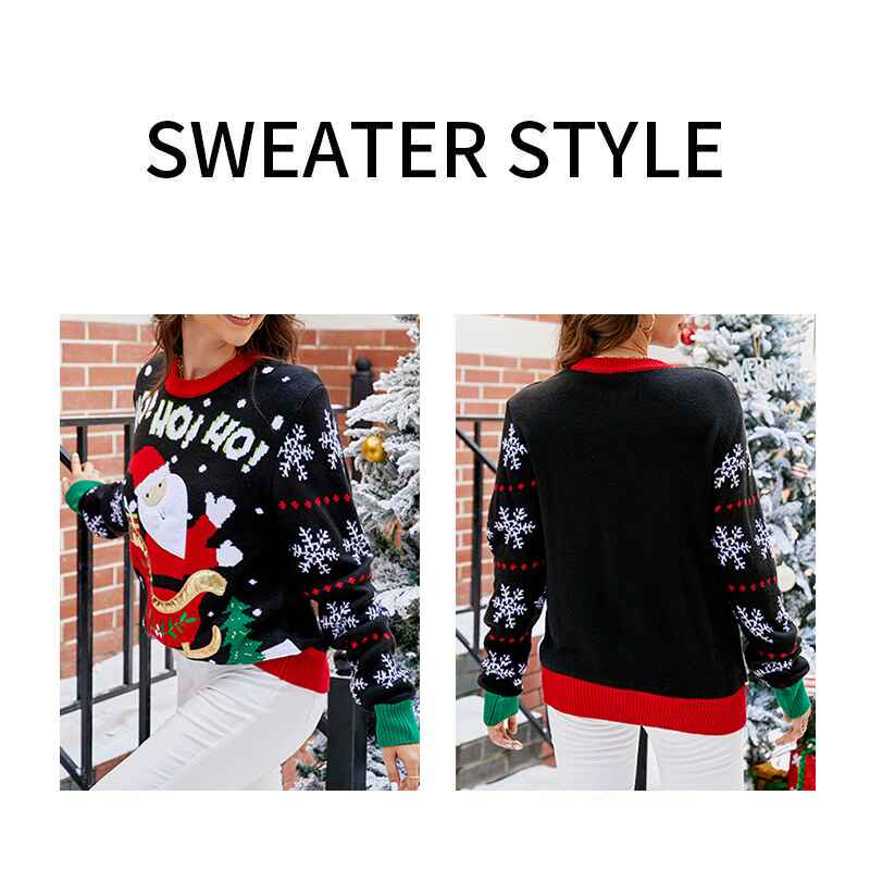 Womens-Ugly-Christmas-Sweater-Funny-Cute-Christmas-Tree-Snowflake-Santa-Xmas-Knitted-Pullover-Jumper-Tops-K615-Detail